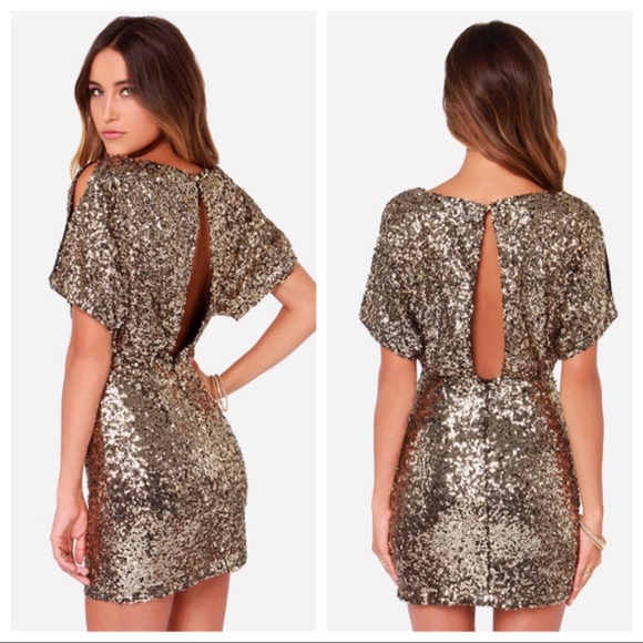 Lulus Dresses & Skirts - lulus $95 gold sequin Glory Never Fades Dress